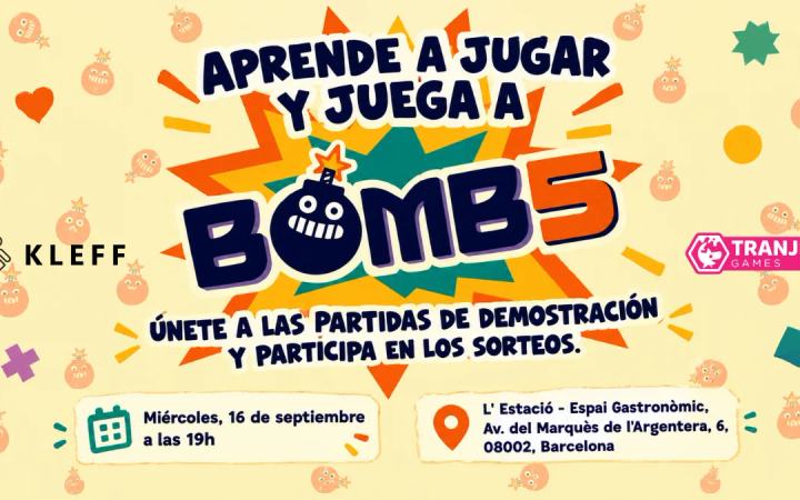 Bomb5 de Tranjis Games: así es el nuevo filler que explotó en la noche de juegos de KLEFF